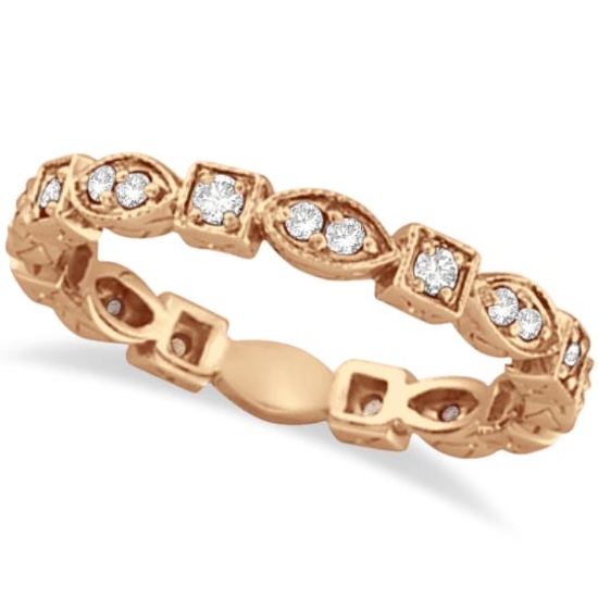 Antique style Style Diamond Eternity Ring Band in 14k Rose Gold 0.36ctw