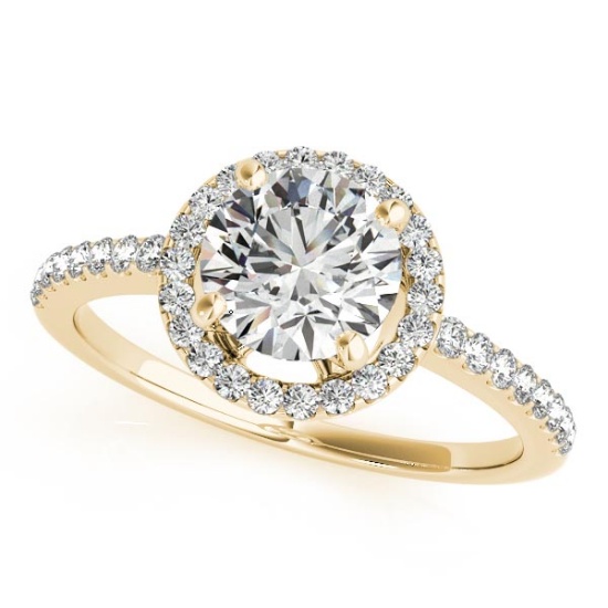 CERTIFIED 18K YELLOW GOLD 1.58 CTW J-K/VS-SI1 DIAMOND HALO ENGAGEMENT RING