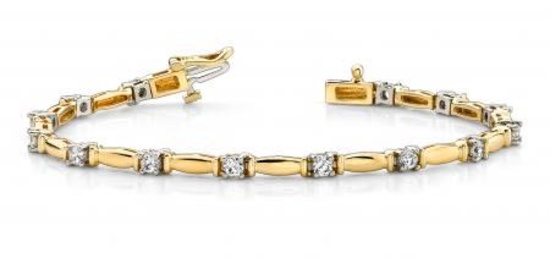 14K YELLOW GOLD 1 CTW G-H SI2/SI3 SHINY COLUMN LINK DIAMOND BRACELET