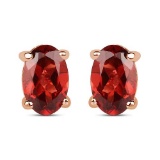 4.50 CTW Genuine Garnet And 14K Rose Gold Earrings