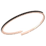 0.90 Ctw i2/i3 Treated Fancy Black Diamond 14K Rose Gold Half Bangle