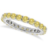 Fancy Yellow Canary Diamond Eternity Ring Band 14k White Gold 1.07 ctw