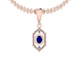 1.45 Ctw SI2/I1 Blue Sapphire And Diamond 14K Rose Gold Necklace