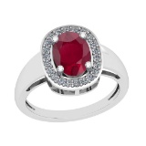 2.22 Ctw VS/SI1 Ruby And Diamond 14K White Gold Vintage Style Ring