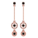 Certified 0.36 Ctw Smoky Quarzt 14k Rose Gold Drop Earrings