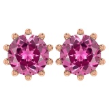 2.00 Ctw SI2/I1 Pink Tourmaline 14K Rose Gold Stud Earring