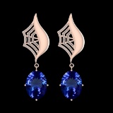 8.18 Ctw VS/SI1 Tanzanite And Diamond 10K Rose Gold Earrings