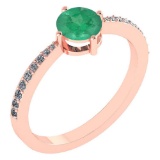 0.97 Ctw Emerald And Diamond 14k Rose Gold Halo Ring