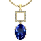 Certified 7.44 Ctw VS/SI1 Tanzanite And Diamond 14k Yellow Gold Victorian Style Necklace