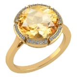 2.08 Ctw Citrine And Diamond 14k Yellow Gold Engagement Ring
