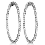 Prong-Set Diamond Hoop Earrings in 14k White Gold 3.00ctw