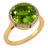 2.08 Ctw Peridot And Diamond 14k Yellow Gold Engagement Ring