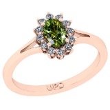 0.64 Ctw I2/I3 Green sapphire And Diamond 14K Rose Gold Promises Ring