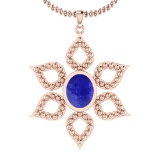 Certified 3.50 Ctw Tanzanite 14K Rose Gold Victorian Style Pendant