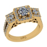 1.47 Ctw SI2/I1 Gia Certified Center Diamond 14K Yellow Gold three Stone Ring