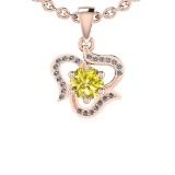 0.92 Ctw i2/i3 Treated Fancy Yellow And White Dimaond 14K Rose Gold Pendant