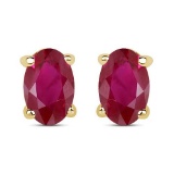 4.50 CTW Genuine Ruby And 14K Yellow Gold Earrings