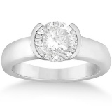 Half-Bezel Solitaire Engagement Ring in Platinum