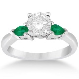 Pear Cut Three Stone Emerald Engagement Ring 14k White Gold 1.50ctw