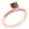 Certified .89 CTW Genuine Smoky And Diamond 14K Rose Gold Rings