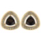 1.42 Ctw Smoky Quartz And Diamond 14k Yellow Gold Stud Earrings