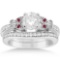 Butterfly Diamond and Ruby Bridal Set Platinum 1.42ctw