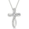 Diamond Swirl Cross Pendant Necklace 14k White Gold 0.25ctw