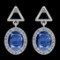 Certfied 1.80 Ctw Kyanite And Diamond I1/I2 14K White Gold Dangling Earrings