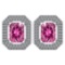 3.66 Ctw Pink Tourmaline And Diamond 14k White Gold Halo Stud Earring