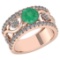 Certified 2.00 Ctw Emerald And Diamond Ladies Fashion Halo Ring 14K Rose Gold (VS/SI1) MADE IN USA