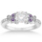 Butterfly Diamond and Amethyst Engagement Ring 18k White Gold 1.20ctw