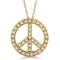 Diamond Peace Sign Pendant Necklace 14k Yellow Gold 0.50ctw