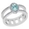 0.90 Ctw SI2/I1 Aquamarine And Diamond 14k White Gold Ring