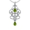 2.33 Ctw I2/I3 Peridot And Diamond 10K White Gold Vintage Style Pendant