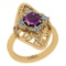 0.82 Ctw I2/I3 Amethyst And Diamond 10K Yellow Gold Filigree Anniversary Ring