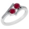 0.65 Ctw I2/I3 Ruby And Diamond 14K White Gold Ring