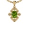 2.55 Ctw I2/I3 Peridot And Diamond 10K Yellow Gold Filigree Pendant