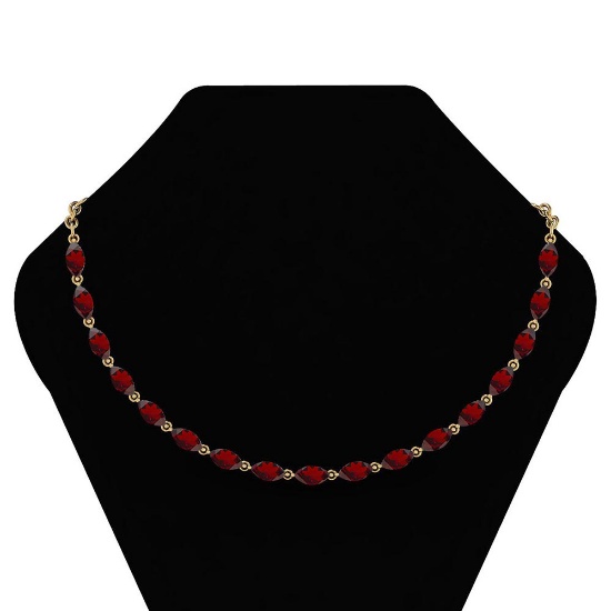 Certified 17.00 Ctw Garnet Necklace For Ladies 14K Yellow Gold MADE IN USA