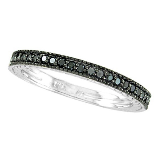 Black Diamond Stackable Ring Guard in 14K White Gold 1.50 ctw