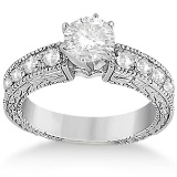 1.70ctw Antique style Style Diamond Engagement Ring Setting 18k White Gold