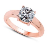 Certified .75 CTW Round Diamond 14K Rose Gold Ring