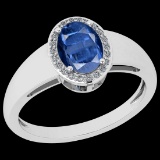 Certfied 0.87 Ctw Kyanite And Diamond I1/I2 14K White Gold Engagement Ring