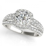 CERTIFIED PLATINUM 1.37 CTW J-K/VS-SI1 DIAMOND HALO ENGAGEMENT RING