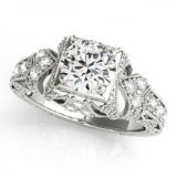 18KT WHITE GOLD .90 CTW J-K/VS-SI1 VINTAGE STYLE DIAMOND RING