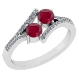 0.65 Ctw I2/I3 Ruby And Diamond 14K White Gold Ring