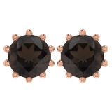 2.00 Ctw SI2/I1 Smoky Quarzt 14K Rose Gold Stud Earring