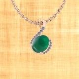 Certified 6.03 Ctw Emerald And Diamond I1/I2 14K Rose Gold Victorian Style Pendant Necklace