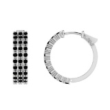 0.90 Ctw Treated fancy Black Diamond 14K White Gold Huggie Earrings