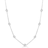 Diamond Station Necklace Bezel-Set 14K White Gold 1.50ctw