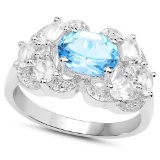 Certified 1.30 Ctw.Genuine Aquamarine And Diamond 14K white Gold